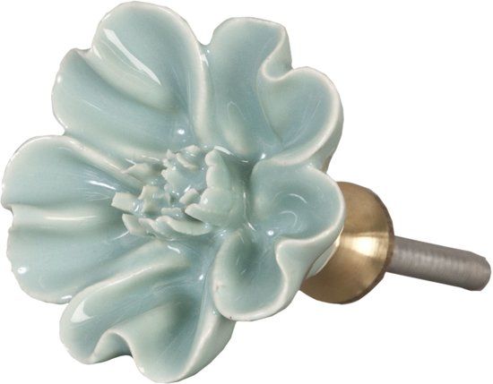 Clayre & Eef 62352 Deurknop - Doorsnede/hoogte: 4 cm - keramiek - groen