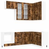 vidaXL Keukenelement LYON, 8 stuks, gerookt eikenhout, houtvezel