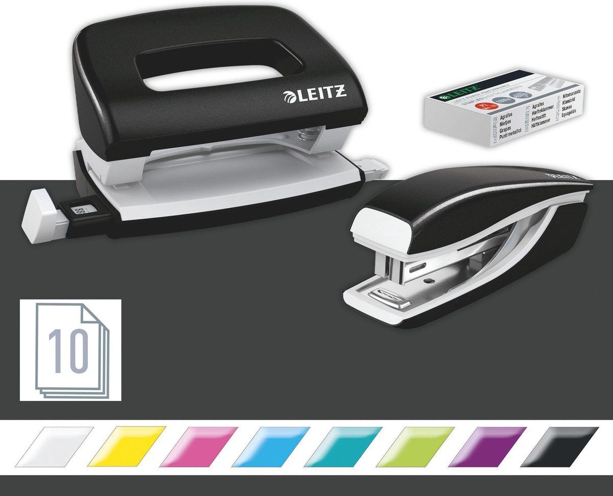 Leitz Stapler+Punch Mini NeXXt WOW - Zwart
