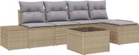 vidaXL Tuinbank - Set - 5 - st - Beige - en - Lichtgrijs - poly - rattan