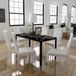 Deluxe HB Dining Set Zinaps 5-piece - Rectangular Dining Table with Glass Tabletop and Metal Base - Black White - Modern - Suitable for 6 People