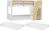 Vente-unique Stapelbed hout natuurlijk licht, wit 90 x 190 cm