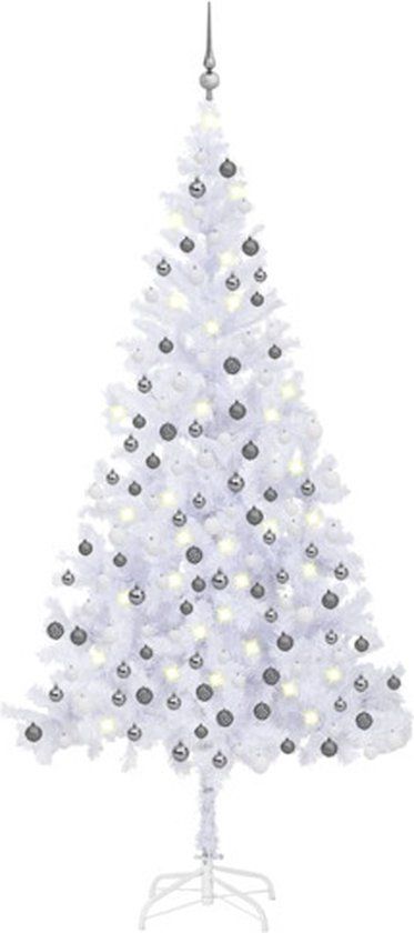 vidaXL Kunstkerstboom met verlichting en kerstballen L 240 cm wit