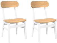 vidaXL Eetkamerstoelen 2 stuks massief hout rubber wit