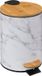 5Five Prullenbak/pedaalemmer Marmer look - wit - 3 liter - metaal/bamboe - 17 x 25 cm - soft close
