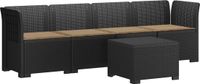vidaXL 4-Zits Tuin Sofa met Kussens Rieten Look PP Antraciet