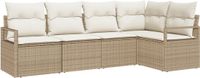 vidaXL Tuinbank Set Beige en Wit Poly Rattan