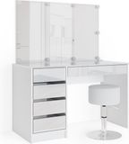 Vicco Sherry Kaptafel set met kruk – 120 cm met LED-verlichting en kruk Wit
