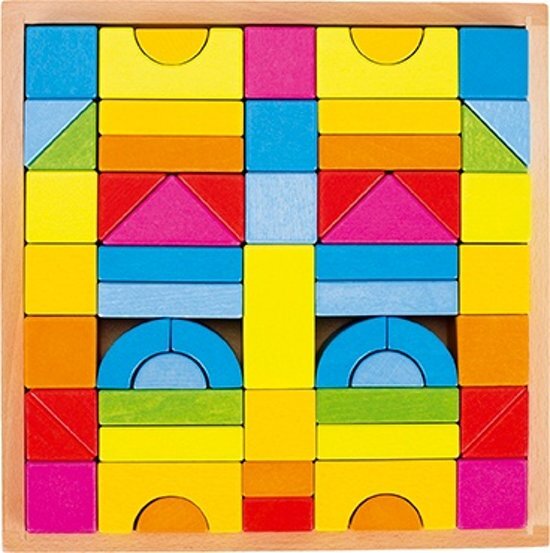 Goki Blokkendoos Regenboog 23 5 X 23 5 Cm 58-delig