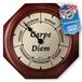 Carpe Diem réveil avec affichage du jour de la semaine, 9,5 pouces, acajou, analogique