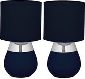Merkloos Relaxdays Tafellamp set van 2 - Ø18 cm - met snoer - slaapkamer - blauw