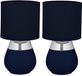 Merkloos Relaxdays Tafellamp set van 2 - Ø18 cm - met snoer - slaapkamer - blauw