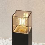 Lucande Sokkellamp Keke, 1 licht, Aluminium/Kunststof, H: 30 cm, E27, Grafietgrijs