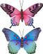 Anna's Collection Décoration de jardin Papillons - métal bleu rose - 48 x 30 cm - set de 2
