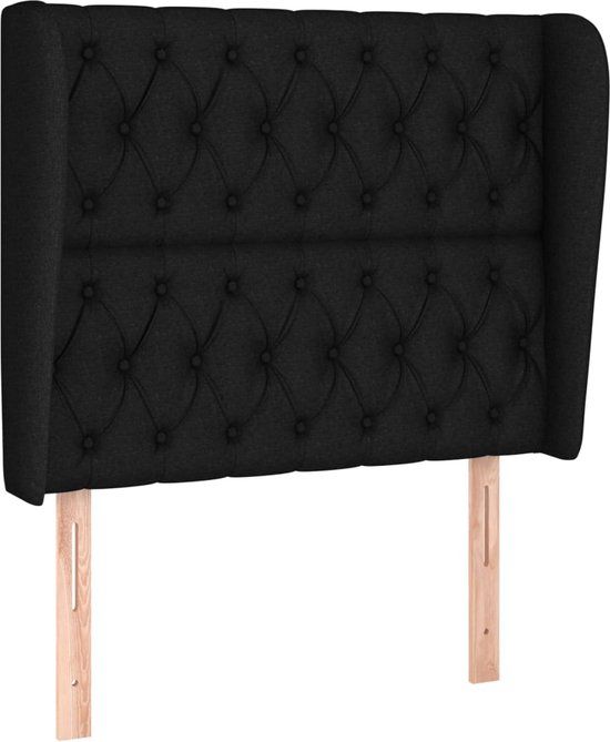 vidaXL Hoofdbord met randen 103x23x118/128 cm stof zwart