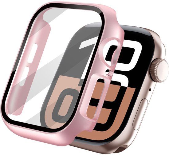 imoshion Ploonk Screen protector - Geschikt voor Apple Watch 10 / 11 - 46 mm - Full Cover Hard Case / Beschermend Hoesje - Roze