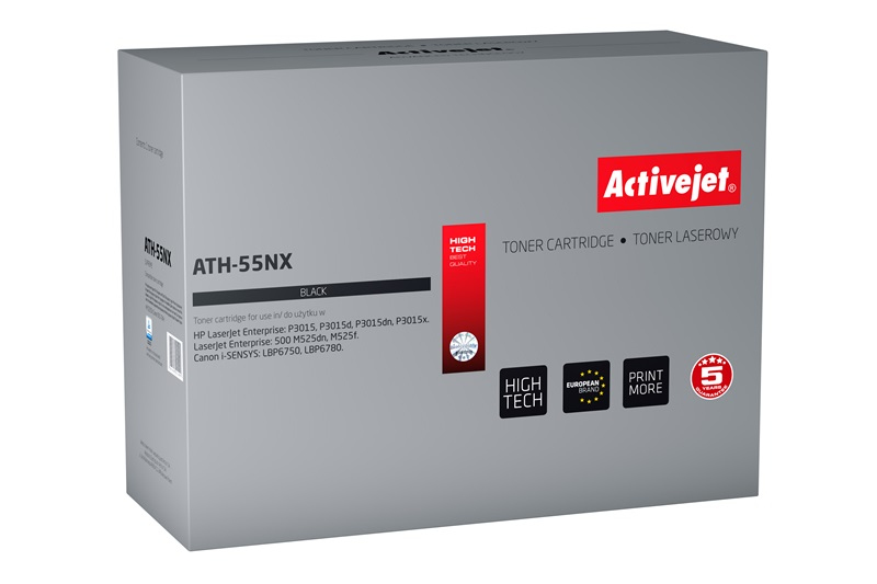 Activejet Activejet tonercartridge ATH-55NX (vervangt HP 55X CE255X, Canon CRG-724H; Supreme; 12500 pagina&#39;s; zwart)