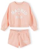 Minoti Kleding Set Meisjes Sweater en Shorts - Koraal