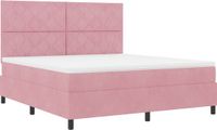 vidaXL LED Box Spring Bed with Headboard, Pink, 180 x 200 cm, Velvet