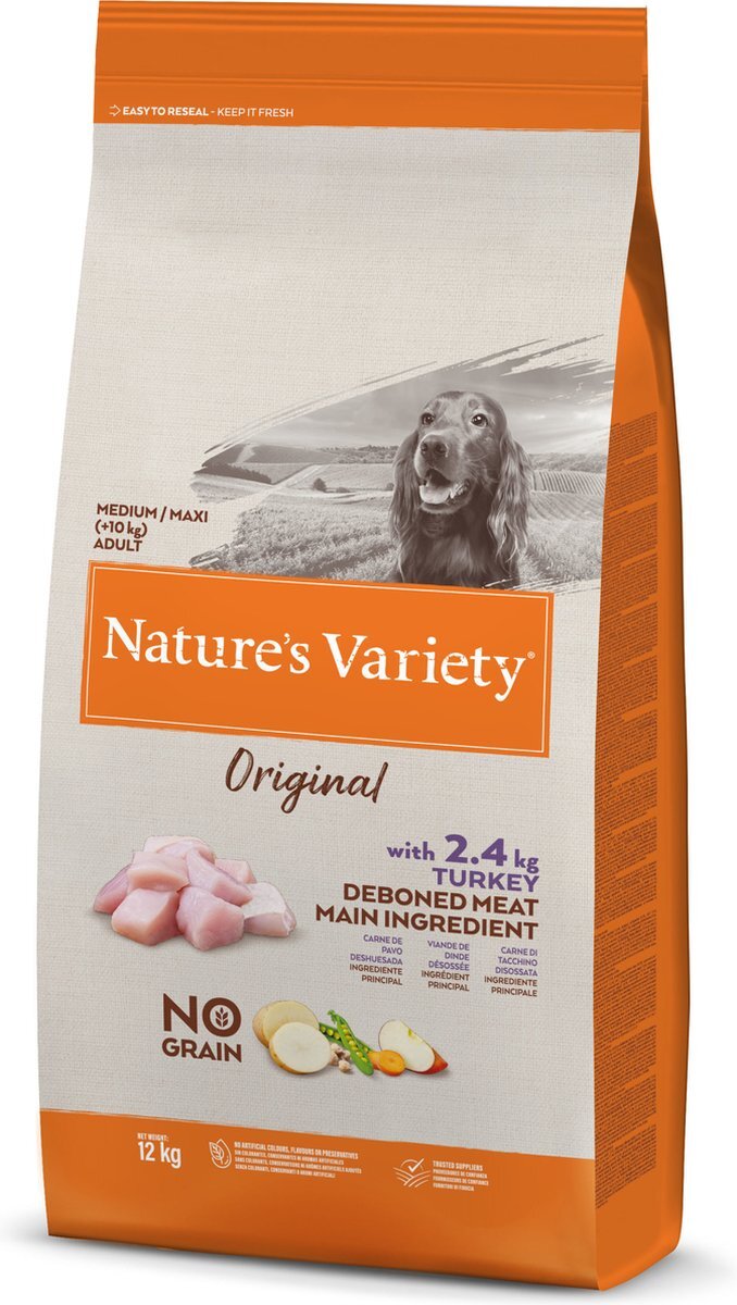 Natures variety 2 kg original adult medium/maxi turkey no grain hondenvoer