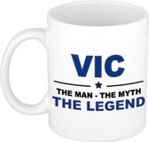 Bellatio Decorations Naam cadeau Vic - The man, The myth the legend koffie mok / beker 300 ml