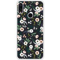 Xiaomi Bedrukt siliconen hoesje compatibel met Redmi Note 7, Xiaomi Redmi Note 7 Pro Flowers Noir