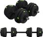 Fortuna Set de poids 2-en-1, long et court, 25 kg, antidérapant, protège le sol, noir/vert