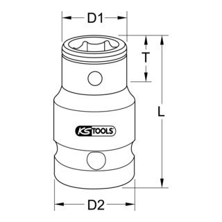 KS Tools 3/8" bit adapter, 3/8" x 5/16", 28mm