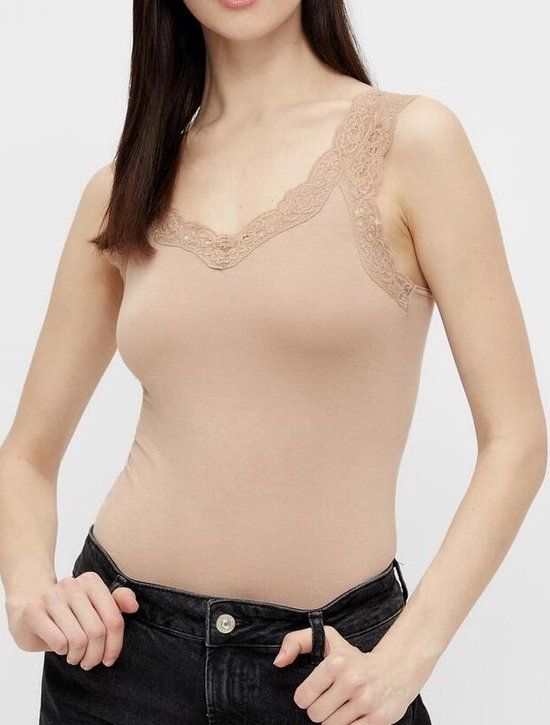 Pieces PCBARBERA Lace Top - Women's - Beige - Size L