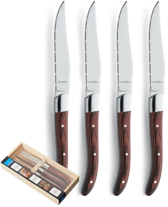 Amefa Royal Steak 4 Steakmessen - Maroon Brown