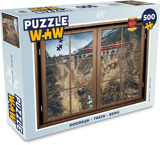 MuchoWow Puzzel Doorkijk - Trein - Berg - Legpuzzel - Puzzel 500 stukjes - Sinterklaas cadeautjes - Sinterklaas voor grote kinderen