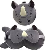 Relaxeazzz Rhino Rond Pluche Reiskussen & Oogmasker