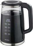 Klausberg KB-7894 Elektrische Waterkoker – 1,7 Liter, Zwart Glas, LED Bedieningspaneel, 13 Temperatuurstanden, Houd-warmfunctie