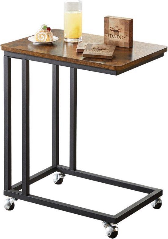 O'DADDY Bijzettafel Industrieel - Bruin - Metaal & Hout - 50x35x55cm