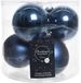 Decoris Kerstballen - 6x st - donkerblauw - D8 cm - glas - glans en mat - Kerstboomversiering