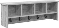 vidaXL Wandkapstok met Sonoma plank, 75 x 16 x 26 cm, grijs
