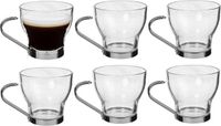 Alessandro Koffieglazen ParaCafe - 6 stuks - 100 ml - espressoglas . lungo - met RVS oor