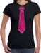 Bellatio Decorations Chemise de déguisement femme - cravate paillettes rose - noir - carnaval - fête ringard XS