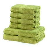 DecoKing Marina, set van 6 katoenen kwaliteit, 525 g/m², 4 handdoeken van 50 x 100 cm en 2 badhanddoeken van 70 x 140 cm, seladongroen, groen, absorberend, 6 stuks