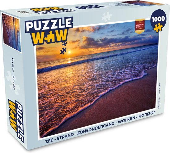 MuchoWow Puzzel Zee - Strand - Zonsondergang - Wolken - Horizon - Legpuzzel - Puzzel 500 stukjes - Sinterklaas cadeautjes - Sinterklaas voor grote kinderen