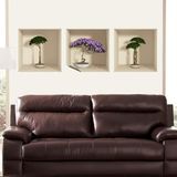 3D-muursticker, Bonsai & Bloem 3D Muursticker Zelfklevend Trompe-l'oeil 40 x 120 cm