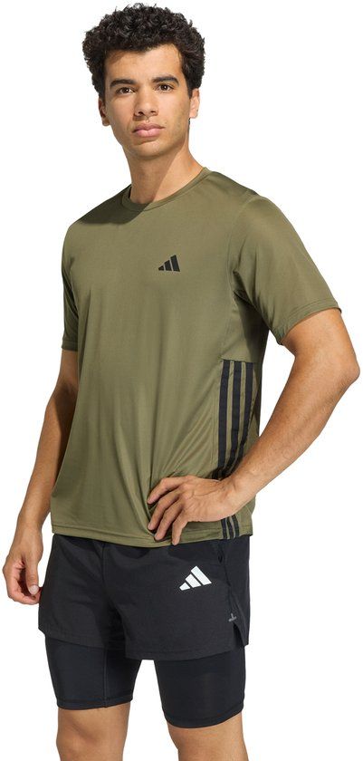 Adidas Performance Workout Essentials 3-Stripes Basis-T-Shirt - Heren - Groen