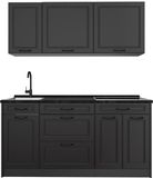 Vicco Eenpersoonskeuken R-Line, Antraciet landelijk/Antraciet, 160 cm antraciet werkblad