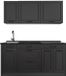 Vicco Eenpersoonskeuken R-Line, Antraciet landelijk/Antraciet, 160 cm antraciet werkblad