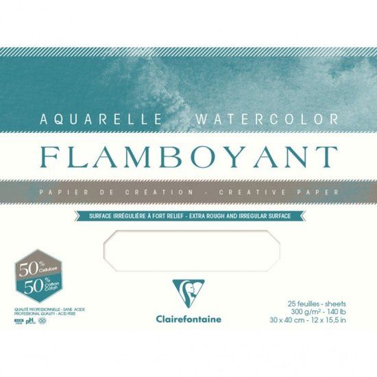 Clairefontaine 975064C Aquarelpapier 300 g/m² Wit 20 vel 313 x 412 cm