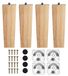 Ensemble de 4 pieds de remplacement en bois naturel, de 16 cm de hauteur