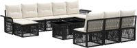 vidaXL Tuinbankenset 11 st Zwart en Cream Wit poly rattan