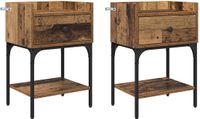 vidaXL Nachtkastje - Set van 2 - Bewerkt Hout - Oudhout - 40 x 29 x 60 cm