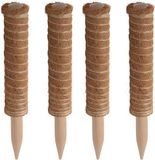 Pro garden plantenstok kokos - 4x - eucalyptushout - D4,5 x H30 cm - plantensteun