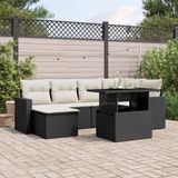 Maison Exclusive - Ensemble de meubles de jardin 7 pièces avec canapé et coussins, noir, en polyrotin